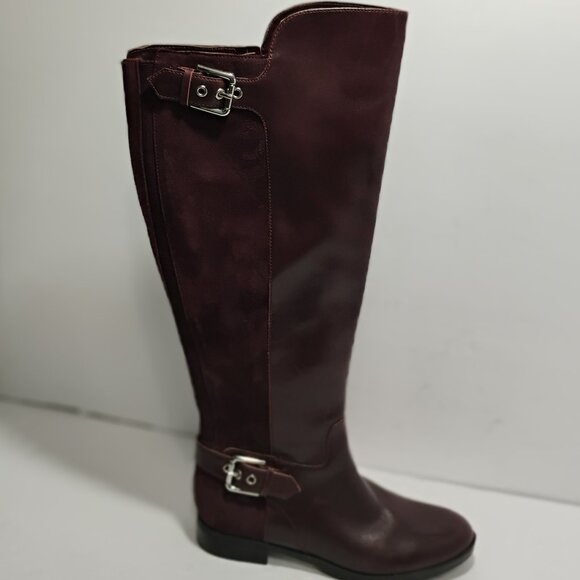Marc Fisher Shoes - NWT Marc Fisher Womens 5M Suede Riding Boots Size 5M WIDE CALF Burgundy Zip